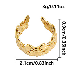 Бабочка Морские животные 304 открытые кольца манжеты из нержавеющей стали, золотые, бабочка, 9 мм, внутренний диаметр: 21 мм