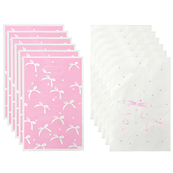 Pink Матовые пластиковые упаковочные пакеты с прорезанной ручкой, прямоугольник с бантом, розовые, 25x16.4x0.02 см