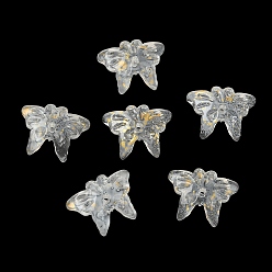 Прозрачный Стеклянные бусины, бабочка, с золотой порошок, прозрачные, 13x17.5x3 мм, отверстие : 1.4 мм, Около 1063 шт / 1000 г