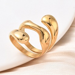 Настоящее золото 18K 304 из нержавеющей стали манжеты кольца, ионное покрытие (ip), ручная полировка, реальный 18 k позолоченный, 8~27.5 мм, размер США 7 (17.3 мм)