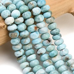 Larimar Natural Larimar Beads Strands, Smooth Rondelle, 6~7.5x4.5~6mm, Hole: 1mm, about 40pcs/strand, 15.35~15.55''(39~39.5cm)