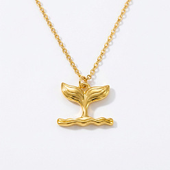 Whale Латунные ожерелья с подвесками для женщин, золотые, Whale Tail, 15.75 дюйм (40 см), Размер кулона: 2.5см
