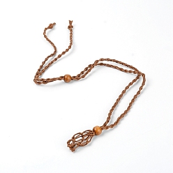 Сиена Ожерелье шнур пустой каменный держатель, регулируемый плетеный вощеный шнур для изготовления колье из макраме, сменный камень, цвет охры, 17.91 дюйм (45.5 см), 35x15 мм