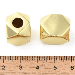 Real 18K Gold Plated Brass European Beads, Large Hole Beads, Long-Lasting Plated, Lead Free & Cadmium Free, Faceted, Cuboid, Real 18K Gold Plated, 18x15x15mm, Hole: 6.5mm