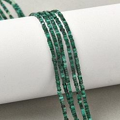 Малахит Природного малахита бисер нитей, квадратный, 1.5x1.5x1 мм, отверстие : 0.5 мм, около 340~345 шт / нитка, 15.04~15.16'' (38.2~38.5 см)
