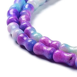 Blue Violet Natural Quartz Beads Strands, Dyed, Bone, Blue Violet, 10x5mm, Hole: 0.6mm, about 41pcs/strand, 15.75~16.14 inch(40~41cm)