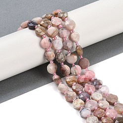 Розовый Опал Естественный зеленый опал бисер нитей, граненый пятиугольный разрез, плоско-круглые, с бисером, 10~10.5x5~6 мм, отверстие : 1 мм, около 32~33 шт / нитка, 15.75'' (40 см)