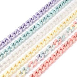 (52) Непрозрачная лаванда Окрашенные аэрозольной краской акриловые бордюрные цепи, для изготовления ремешка сумочки звеньев цепочки, разноцветные, 18x13x5 мм, около 3.28 футов (1 м) / прядь