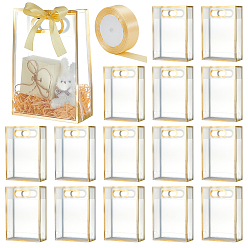 Золотистый 15 шт. прямоугольные матовые прозрачные полипропиленовые пластиковые пакеты для хранения с 1 рулоном полиэстеровой ленты, золотые, 26x18x0.2 см