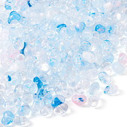 Светло-Голубой 50g прозрачные акриловые бусины, самородки, два тона, Небесно-голубой, 5~6.5x8.5x5~6 мм, отверстие : 1.5 мм
