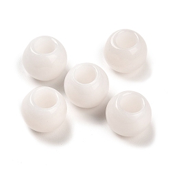 Белый Нефрит Натуральный белый нефрит европейский бисер, бусины с большим отверстием, круглые, 12x9.5~11 мм, отверстие : 5~6 мм