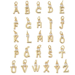 Настоящее золото 18K Латунные микропаве прозрачные кубические циркониевые подвески, письмо амулеты, с целью перехода в кольце, стойки покрытие, долговечный, без свинца и без кадмия, реальный 18 k позолоченный, 12~12.5x3~10x2.3 мм, отверстие : 3.3 мм