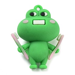 Pink Пластиковые большие подвески из пвх, лягушка, розовые, 50.5x42x23.5 мм, отверстие : 3 мм