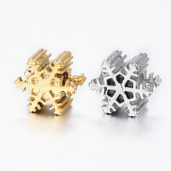 (52) Непрозрачная лаванда 304 эмалированные эмали из нержавеющей стали, бусины с большим отверстием, снежинка, Рождество, разноцветные, 11.5x13.5x8 мм, отверстие : 5 мм