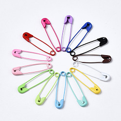 Mixed Color Spray Painted Iron Safety Pins, for Brooch Making, Kilt Needles, Mixed Color, 30~31x7x2.5mm