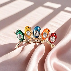 Птица Броши из цинкового сплава с эмалью и стразами, золотые, птица, 20x37 мм