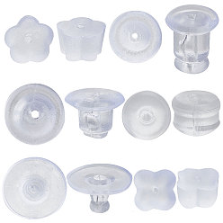 Clear 300Pcs 6 Styles Plastic & Silicone & Rubber Ear Nuts, Earring Backs, Clear, 50pcs/style