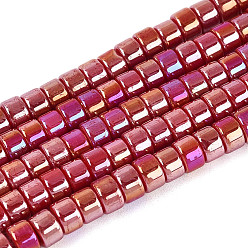 Темно-Красный Нити из непрозрачных стеклянных бусин с цветным покрытием AB, плоско-круглые, темно-красный, 4~4.5x3 мм, отверстие : 0.7~0.8 мм, около 127~129 шт / нитка, 14.57~14.96'' (37~38 см)