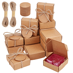 Перу 50шт. складные квадратные бумажные коробки для хранения подарков, В комплекте: 50 пустые подарочные бирки из крафт-бумаги и 2 мотки джутового шнура., Перу, 7.5x7.5x3 см