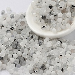 Rutilated Quartz Natural Tourmalinated Quartz/Black Rutilated Quartz Beads, No Hole/Undrilled, Round, 1.5mm