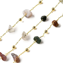 (RRHB277) Кристалл на подкладке из медово-бежевого цвета Цепочки из бисера ручной работы из натурального индийского агата, пайки, с реечной обшивкой латунными выводами, долговечный, без свинца и без кадмия, с катушкой, реальный 18 k позолоченный, 5~14x2~7x3~7 мм