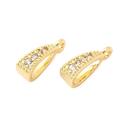 Настоящее золото 18K Латунные микро проложить четкие кубического циркония кулон поручительств, реальный 18 k позолоченный, 10.5x3x5 мм, отверстие : 1.2 мм
