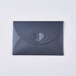 Gray Retro Colored Pearl Blank Mini Paper Envelopes, Wedding Party Invitation Envelope, DIY Gift Envelope, Heart Closure Envelopes, Rectangle, Gray, 7.2x10.5cm