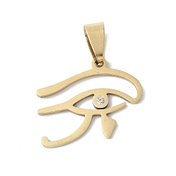 Настоящее золото 18K 201 подвески из нержавеющей стали, со стразами, глаз очарования, реальный 18 k позолоченный, 19.5x24x1.5 мм, отверстие : 9x4 мм