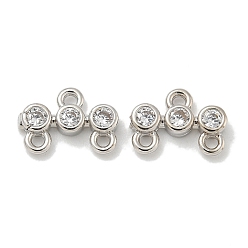 Платина Стойка покрытие латунь прозрачный кубический цирконий тройной плоский круглый люстра компонент ссылки, долговечный, без свинца и без кадмия, платина, 6.5x9x2 мм, отверстие : 1.2 мм