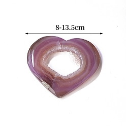 Сердце Резные фигурки исцеления из натуральной агатовой жеоды, Украшения из камня с энергией Рейки, сердце, 80~135 мм