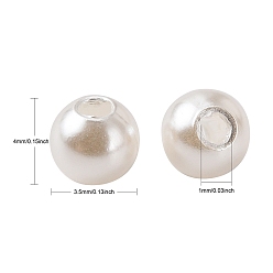 Creamy White Imitation Pearl Acrylic Beads, Dyed, Round, Creamy White, 10x9.5mm, Hole: 2.5mm, about 1070pcs/pound
