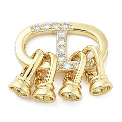 Настоящее золото 18K Латунь раз по сравнению с застежками, с ааа класс фианитами, без кадмия, без никеля и без свинца, овальные, реальный 18 k позолоченный, 41.5 мм, отверстие : 1.2 мм