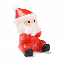Red Christmas Theme Resin Display Decoration, for Home Decoration, Photographic Prop, Dollhouse Accessories, Sitting Santa Claus, Red, 29x18x21mm