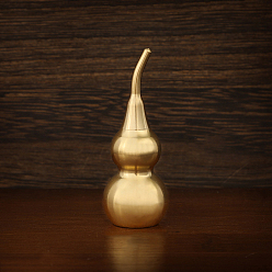 Raw(Unplated) Brass Hollow Tilted Head Gourd Statue Ornament, Feng Shui Table Home Decoration, Raw(Unplated), 20x55mm