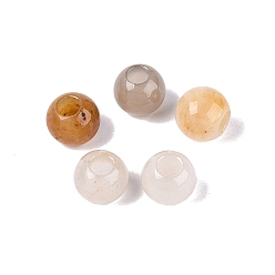 Желтый авантюрин Европейские бусины из натурального желтого авантюрина, гладкий круглый, бусины с большим отверстием, 10x8.5 мм, отверстие : 4 мм