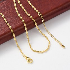 Настоящее золото 18K Латунные цепочки сингапур ожерелья для женщин, 304 из нержавеющей стали застежкой омар, стойки покрытие, без свинца и без кадмия, долговечный, реальный 18 k позолоченный, 17.64 дюйм (44.8 см)