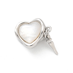 Платина Застежки латунные коробки, без кадмия, без никеля и без свинца, с натуральной белой оболочкой, сердце, платина, 28x15.5x9 мм, отверстие : 1.2 мм