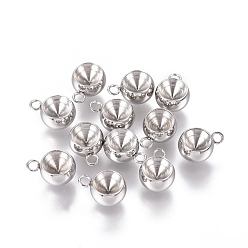 Нержавеющая Сталь Цвет Устойчивы к потускнению 201 подвески из нержавеющей стали со стразами, круглые, цвет нержавеющей стали, пригодный для стразов 5 мм, 11x8x5 мм, отверстие : 1.8 мм