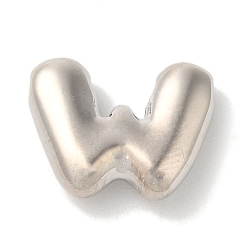 Letter W Brass Pendants, Long-Lasting Plated, Platinum, Letter W, 9.5x12.5x3.5mm, Hole: 1.2mm