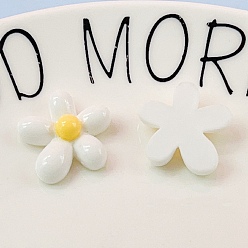 Белый Непрозрачные кабошоны из смолы, цветок, белые, 20x21 мм