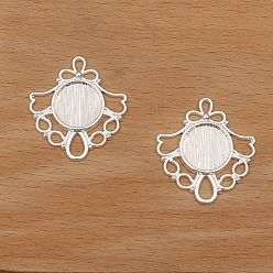 Серебро Сеттинги для кулона(кабошонов), сплав, цветок, серебряные, лоток : 12 мм, 29x25 мм