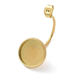 Настоящее золото 18K 304 из нержавеющей стали гайки уха, с плоской круглой лоток, реальный 18 k позолоченный, лоток : 12 мм, 28x14x17 мм