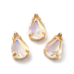 Кристалл Эффект лунного света слеза пришить на горный хрусталь, многожильных ссылки, с золотыми тонами латунных зубьев, аксессуары для одежды, кристалл, 13x8x7.5 мм, отверстие : 1 мм