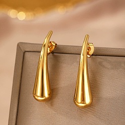 Золотой 304 серьги-гвоздики-капли из нержавеющей стали, золотые, 28.5x7.5 мм
