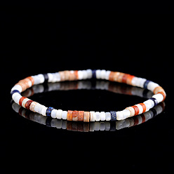 Смешанные камни Богемные эластичные браслеты из натуральных драгоценных камней и ракушек для женщин., колонка, регулируемый