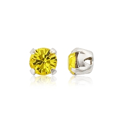 80310 Citrine Preciosa® maxima crystal в пришивной чашке, чешский хрусталь, с настройками латуни, 719 35 021 шатон (круглый), серебряные, 80310 цитрин, ss 12 (3~3.2 мм)