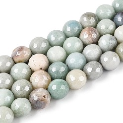 Бледно-бирюзовый Природный агат бисер нитей, гальваническое покрытие, граненые, круглые, бледные бирюзовая, 9~10 мм, отверстие : 1 мм, около 37 шт / нитка, 14.17 дюйм ~ 14.57 дюйм (36~37 см)