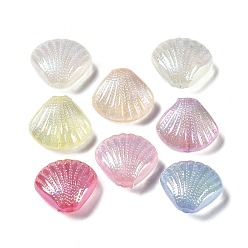Shell Shape Переливающиеся и светящиеся прозрачные акриловые бусины с УФ-покрытием, с блеском порошок, светится в темноте, разноцветные, формы раковины, 14.5x16.5x7.5 мм, отверстие : 1.6 мм