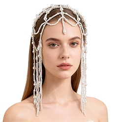 Белый 1Штамм пластиковых бусин для цепочки на голову, свадебная шляпка, белые, 250x280 мм