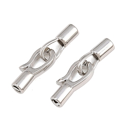 Platinum Brass Fold Over Clasps, Platinum, 22mm, Hole: 0.8mm